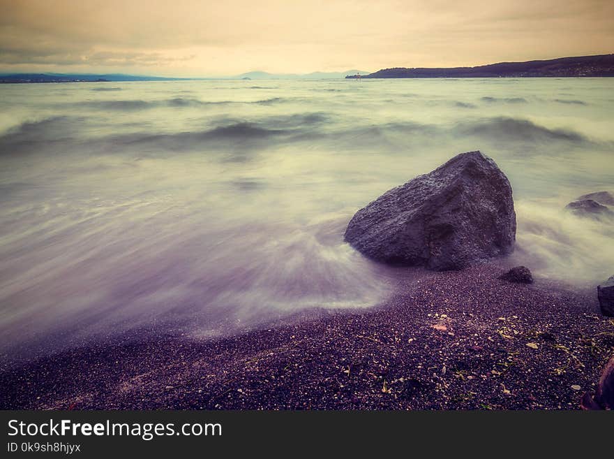 Grey Rock On Beach