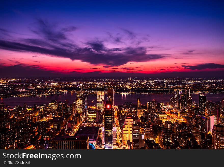 Aerial Photography of Buildings during Nighttime