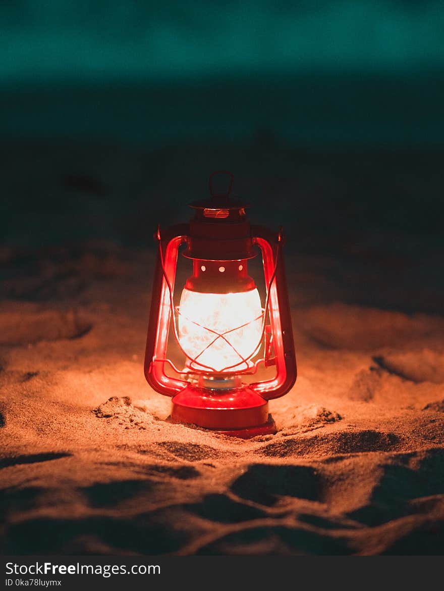 Red Lantern Lamp Turned on