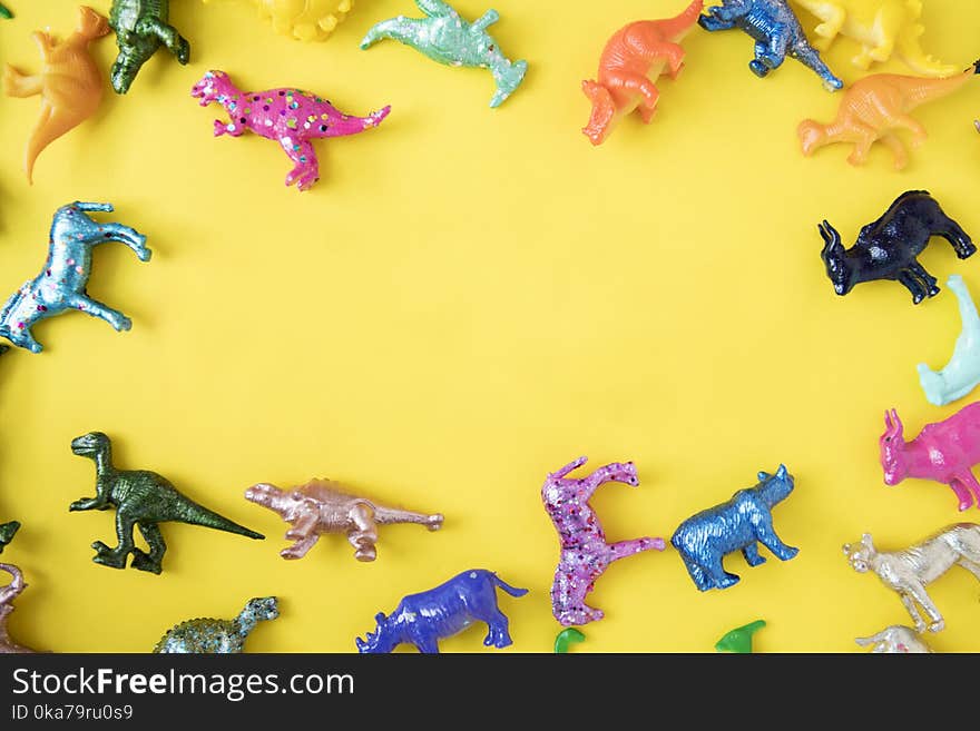 Assorted Coloured Plastic Dinosaur Toys