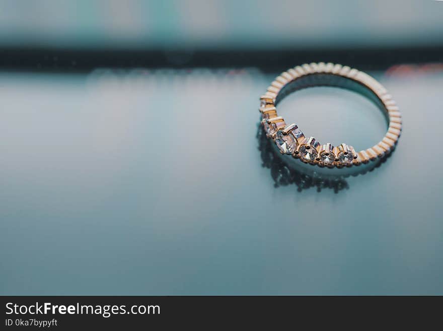 Gold-colored Diamond Engagement Ring