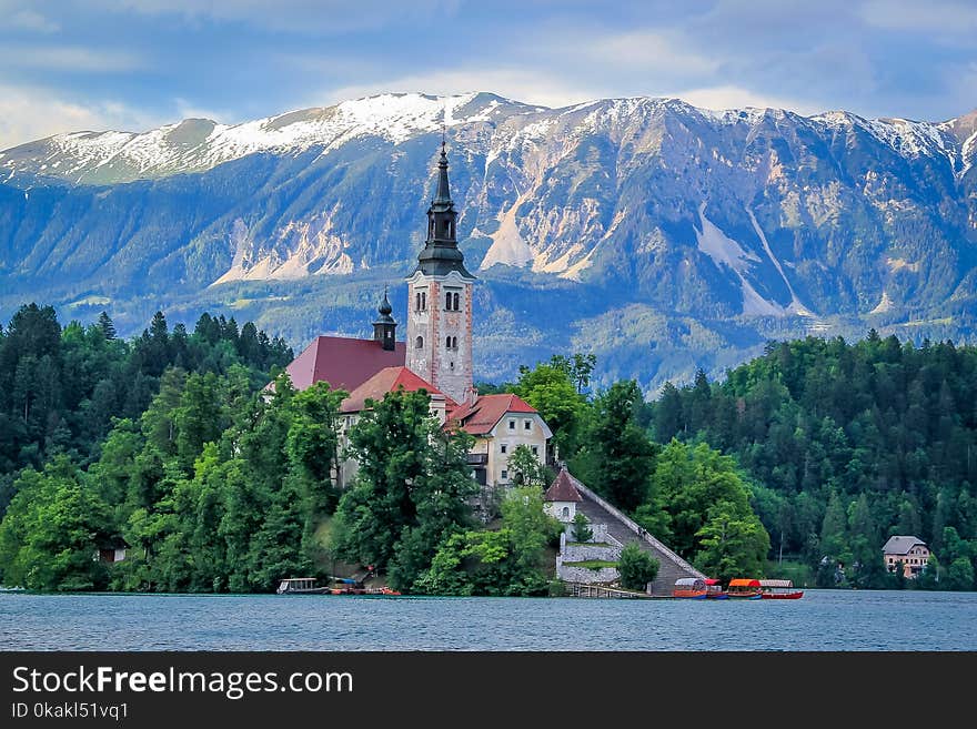 Lake Bled at the foothills of the Julian Alps, Slovenia.