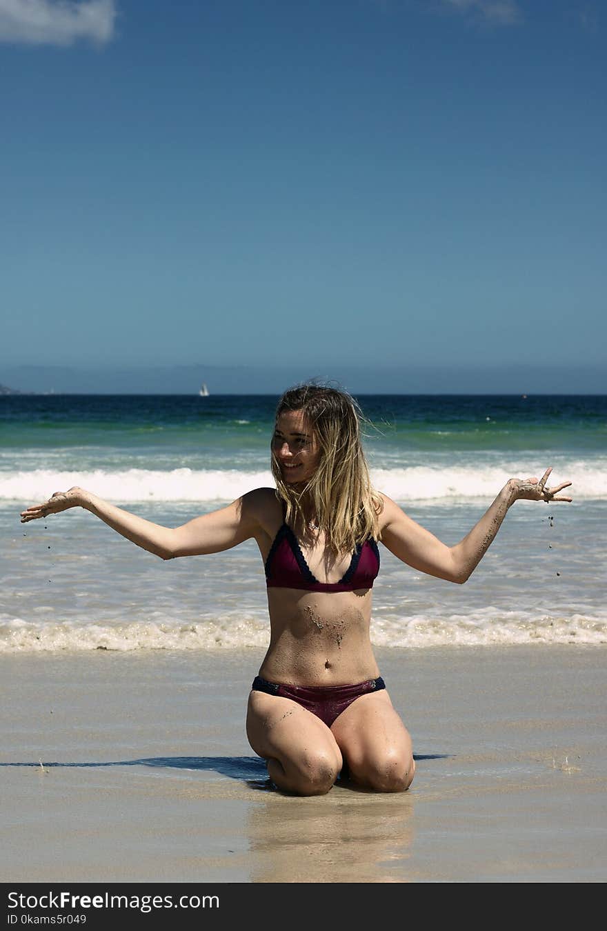 Woman Wearing Bikini on Seashore