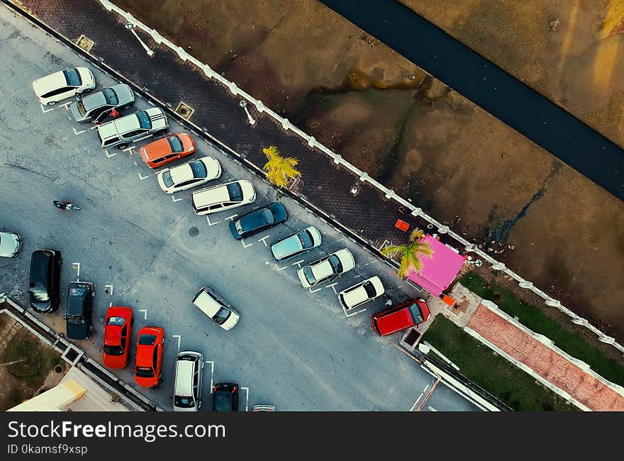 Bird&#x27;s Eye View of Parked Cars