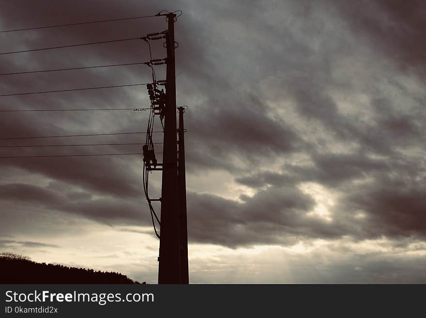 Electric Post Under Gray Sky