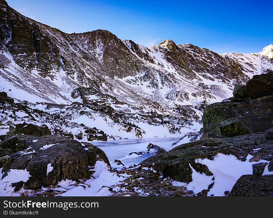 Mountain Range Covered With Snow