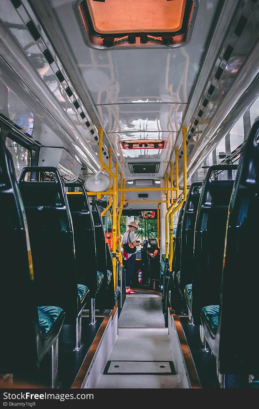 Woman Standing in Bus