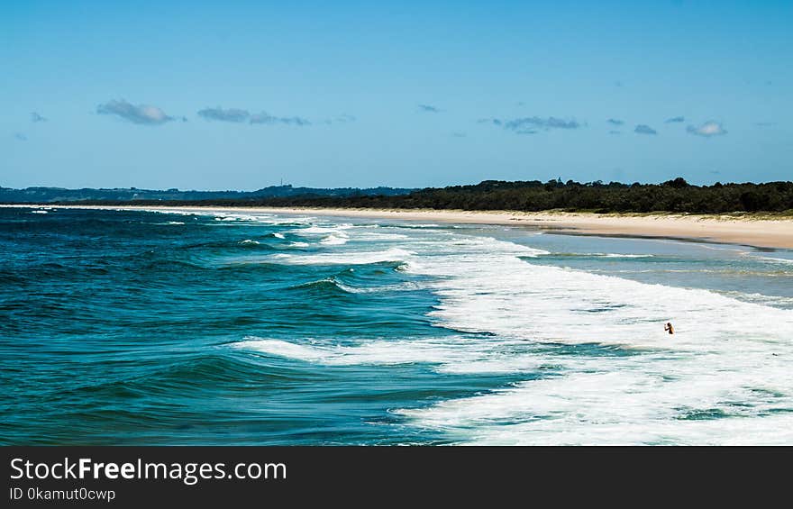 Blue Body of Water and White Sand Island