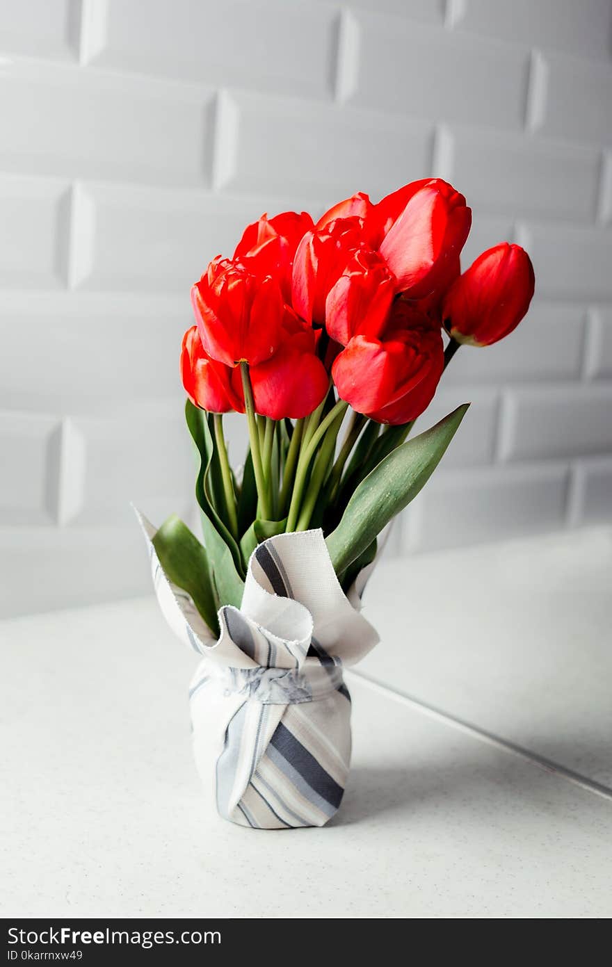 Bouquet of red tulips