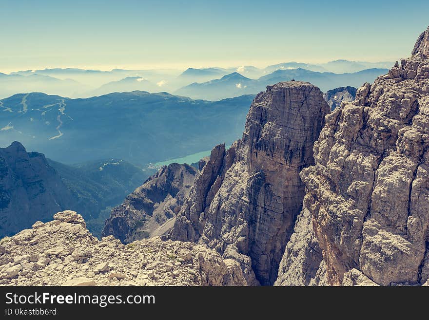 Amazing mountain view. Brenta Dolomites, Sentiero delle Bocchette Alte.