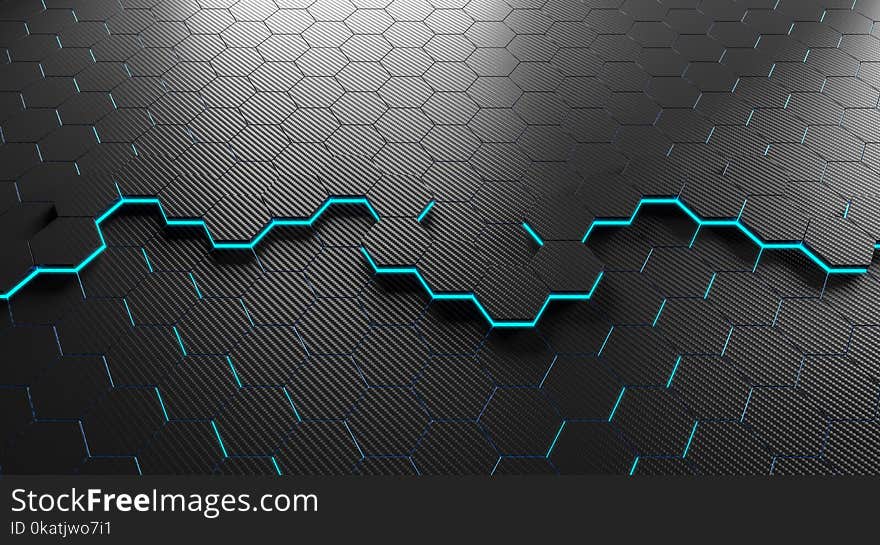 Hexagon carbon fiber background 3d rendering image