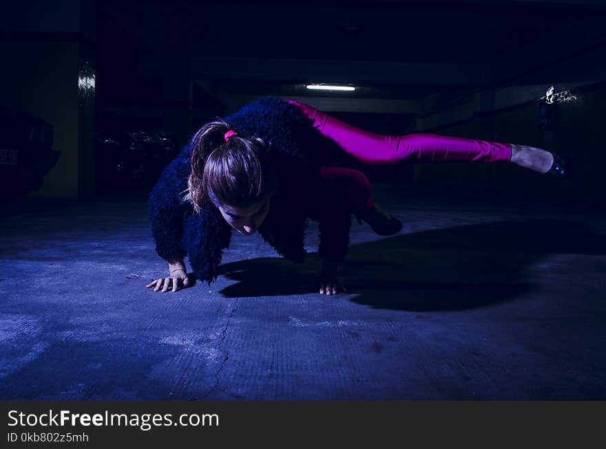 Woman Wearing Purple Leggings Dancing Hip Hop