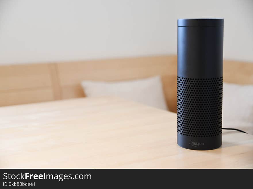 Black Amazon Echo On Table