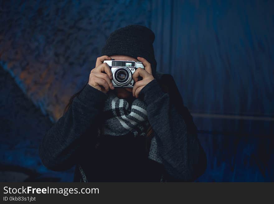 Woman in Grey Jacket Wearing Beanie