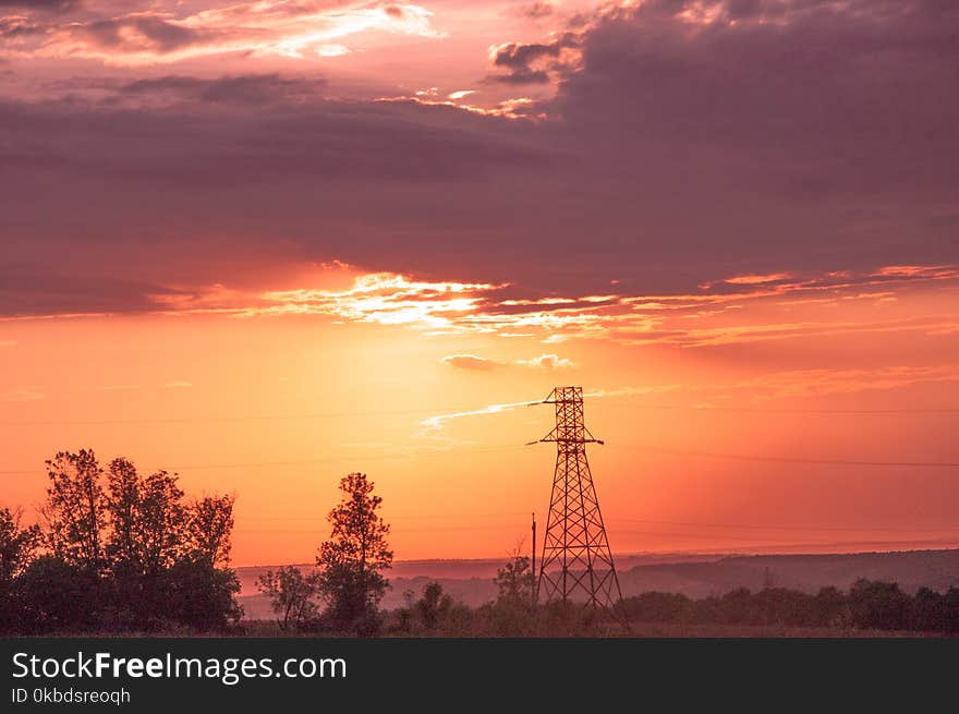 Purple Sunset In Industrial Zone