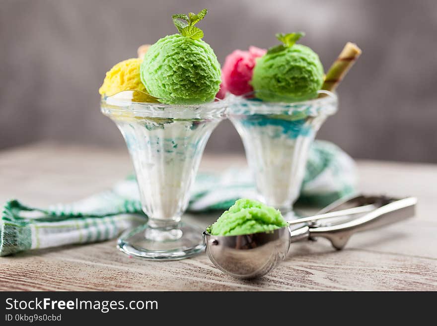 Ice cream vase on grey background