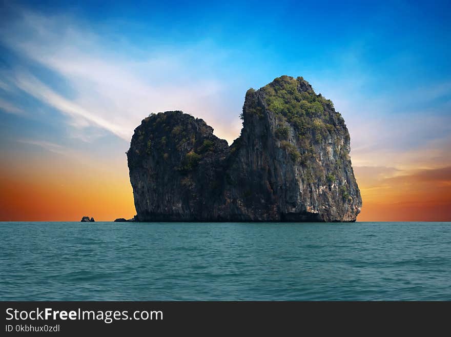 Ko Ma island, in front of Ko Ngai at sunset. Ko Lanta, Thailand.