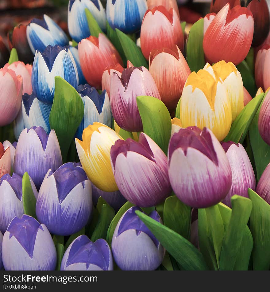 the Souvenirs at Bloemenmarkt - floating flower market on Singel Canal. Amsterdam. Netherlands