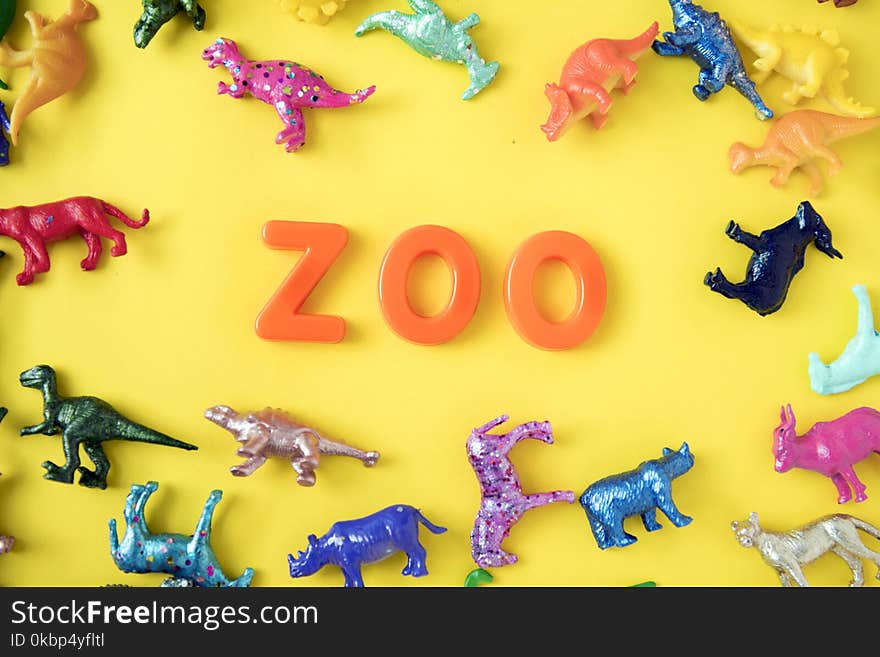 Assorted-color Animal Miniatures and Zoo Letter Decor