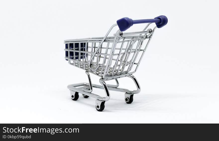 Gray and Blue Stainless Steel Shopping Cart