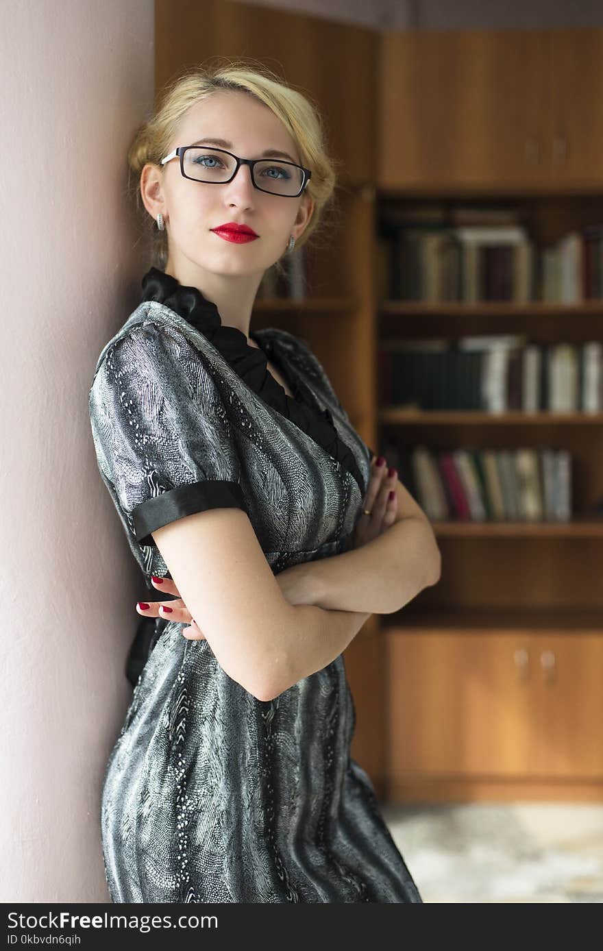 Blonde Girl In Library