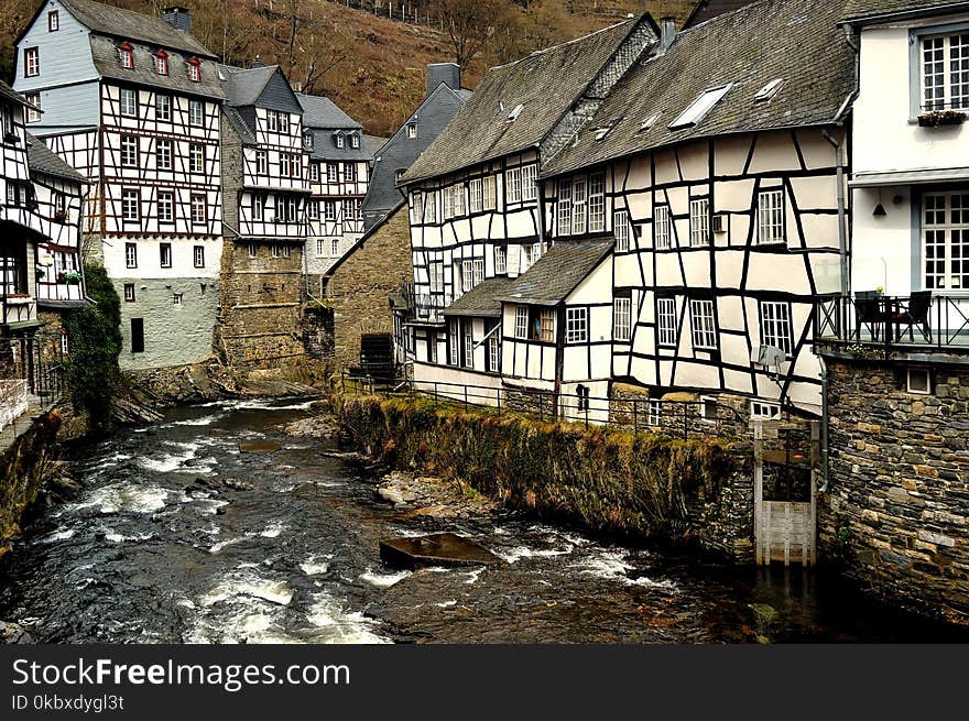 Water, Town, House, Reflection