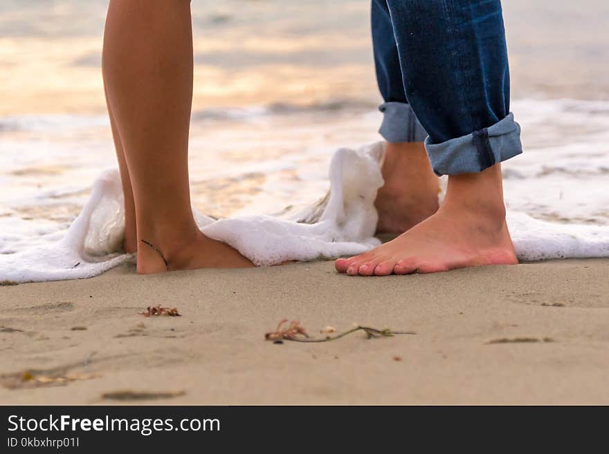 Foot, Leg, Sand, Beach