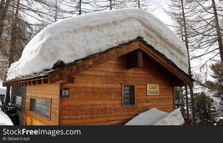 Snow, Winter, Roof, Home