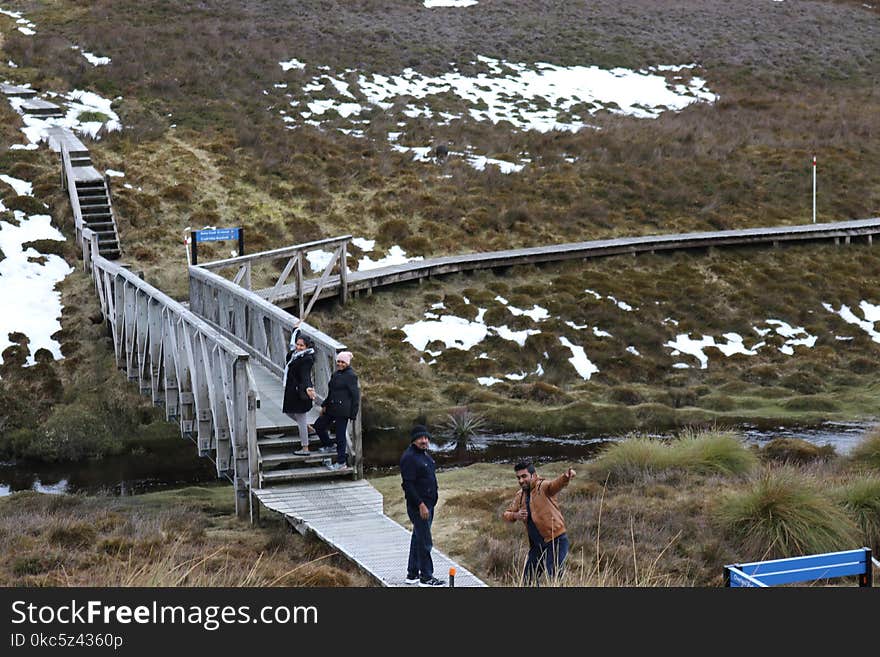 People Standing on Gray Bridge Photography