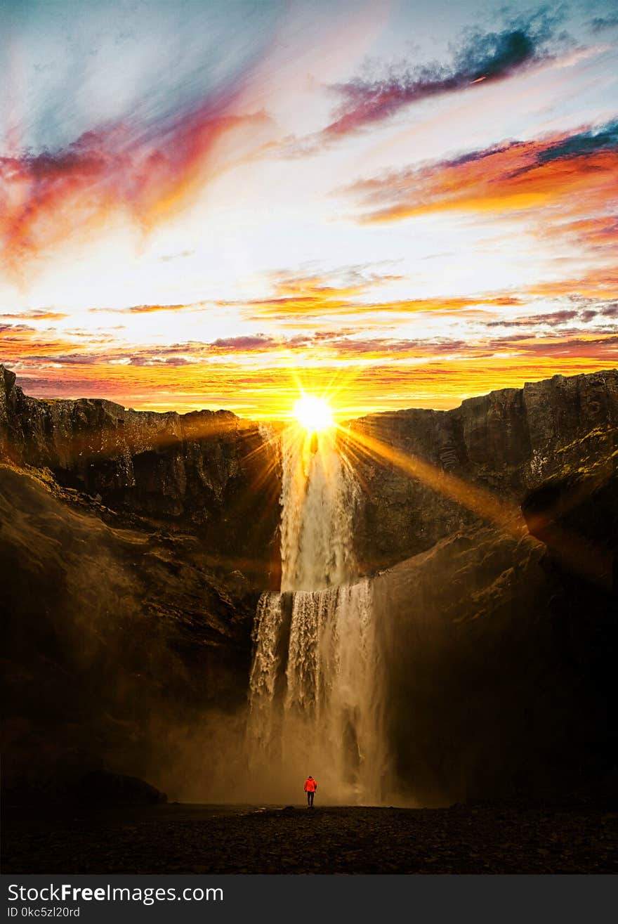 Waterfalls during Sunset