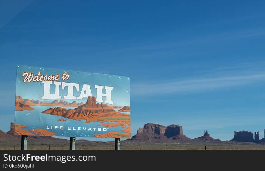 Welcome to Utah Poster Under Blue Daytime Sky