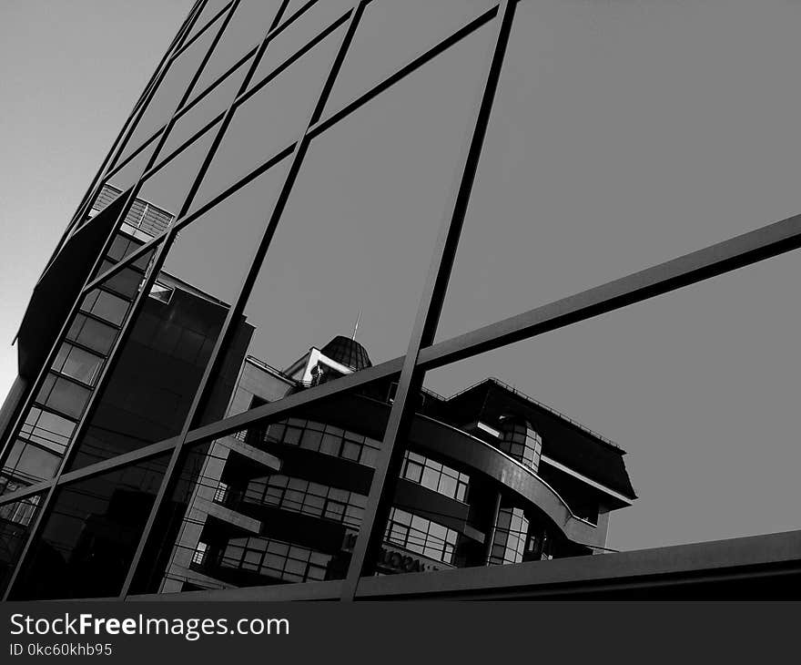 Grayscale Photo Of Glass Curtain Building