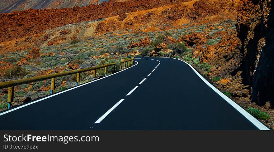 Beautiful mountain road in Tenerife. Road travel concept. Car travel adventure