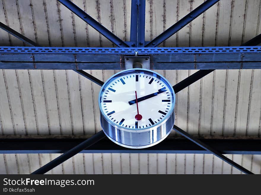 Blue, Clock, Structure, Wheel