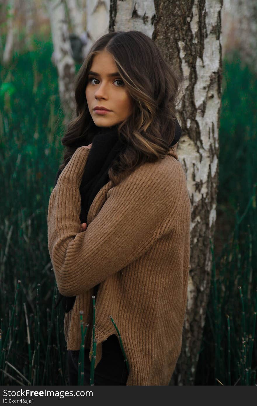 Woman Standing Beside Tree