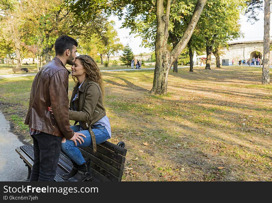 Woman Sitting Bench