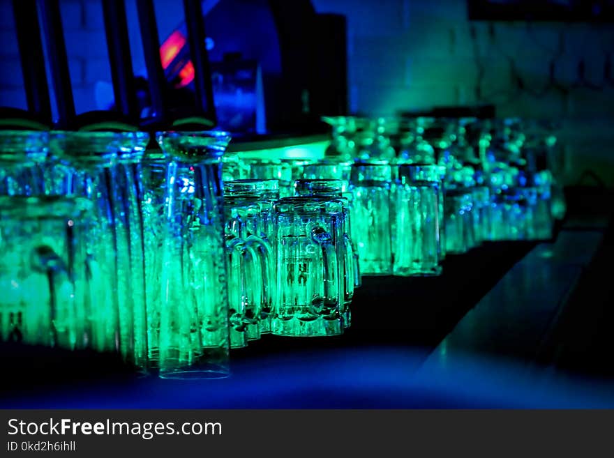 Green Translucent Glass on Table