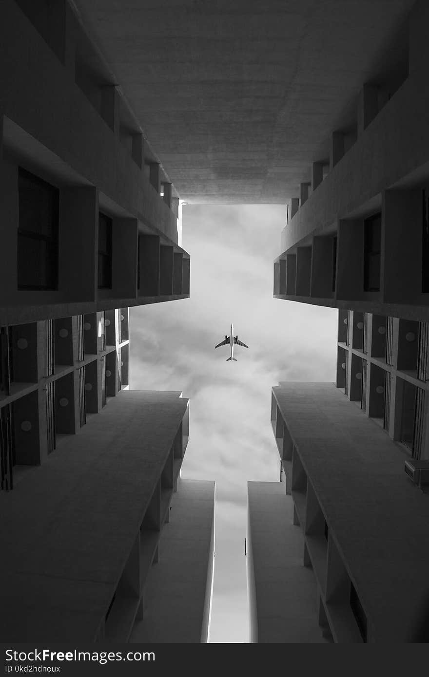 Grayscale Photo of Airplane