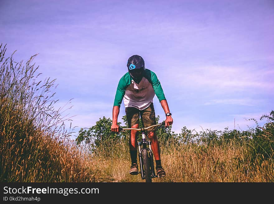 Man Riding His Mountain Bike