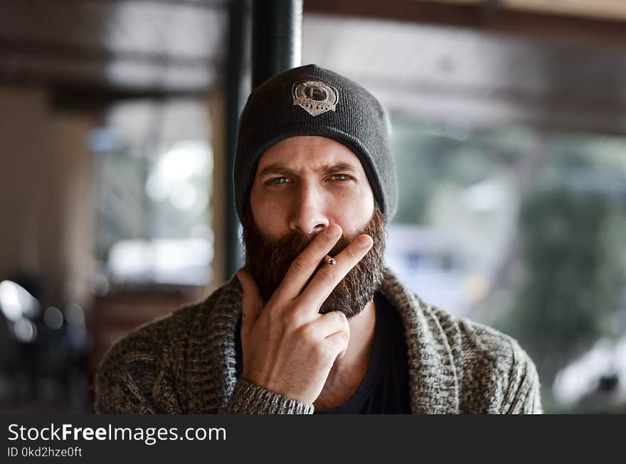 Man Smoking Cigarette Stick