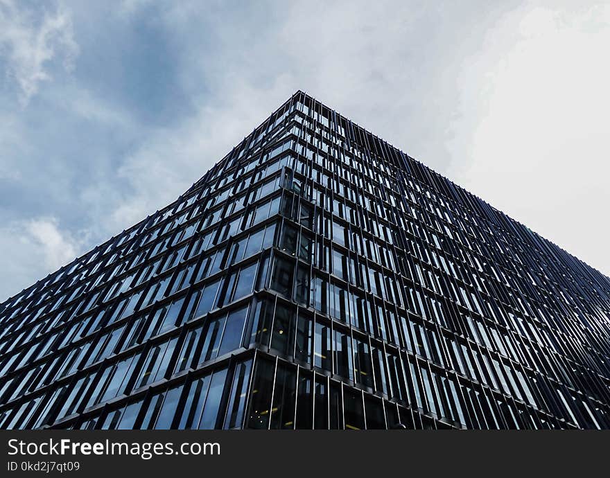 Worm&#x27;s Eye-view of Black Glass Building