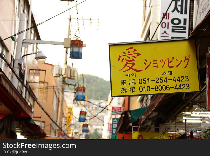 Buildings With Lanterns and Signboards