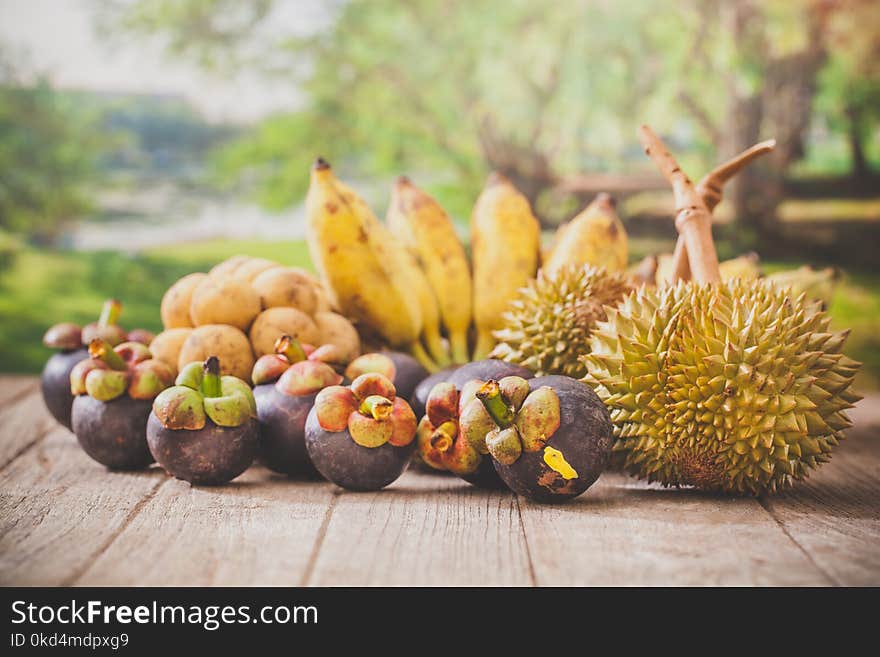 Tropical fruit durian, mangosteen and langsat. Tropical fruit durian, mangosteen and langsat