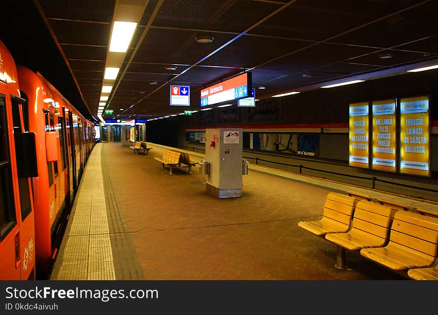 Fragment of the interior of the station Kontula metro in Helsinki