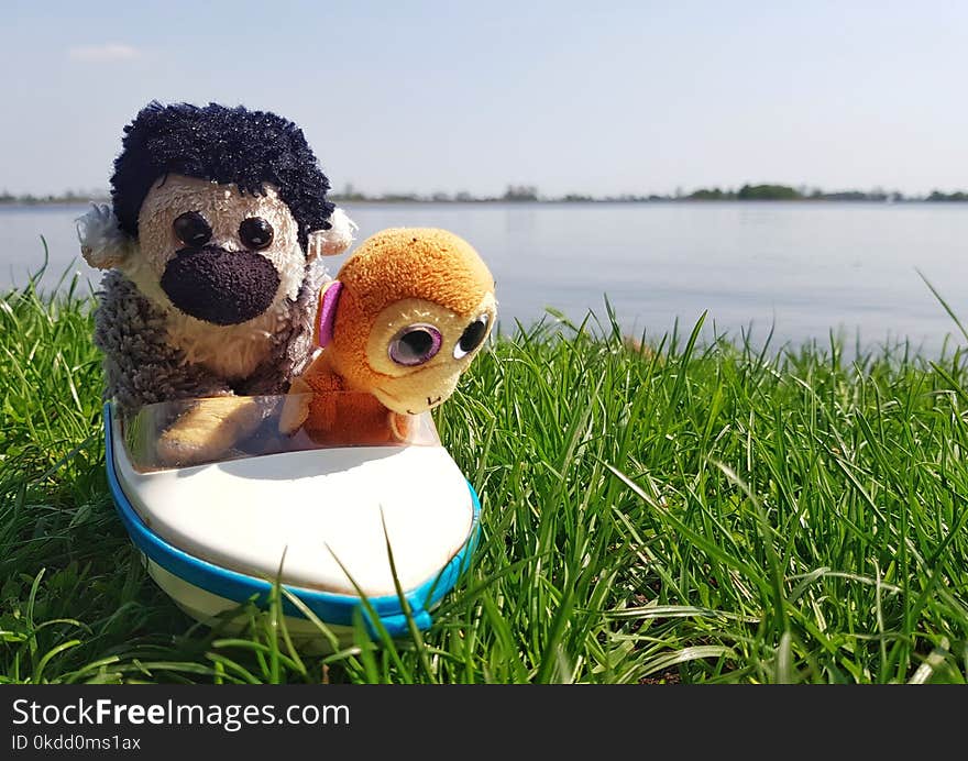 Stuffed animals on a boat. Stuffed animals on a boat