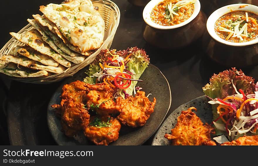 Assorted Fried Dish on Ceramic Plate