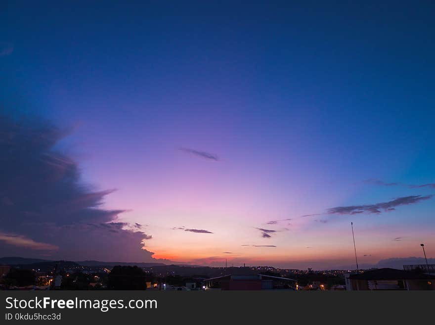 Orange Sunset Under Clear Sky