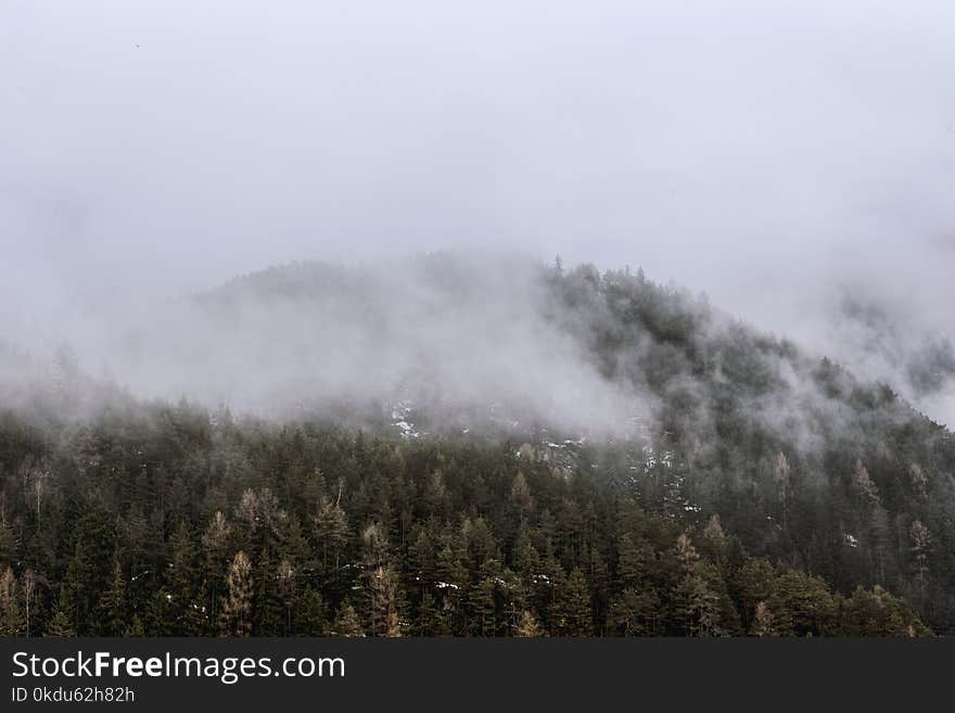 View of Green Mountain Covered by Fog