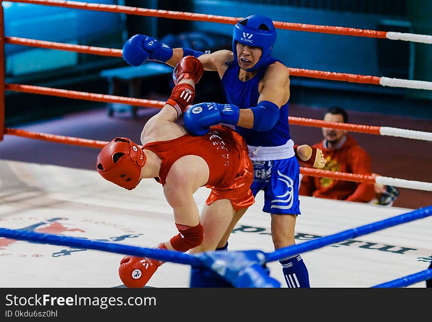 Two Fighters Doing Sparring Match