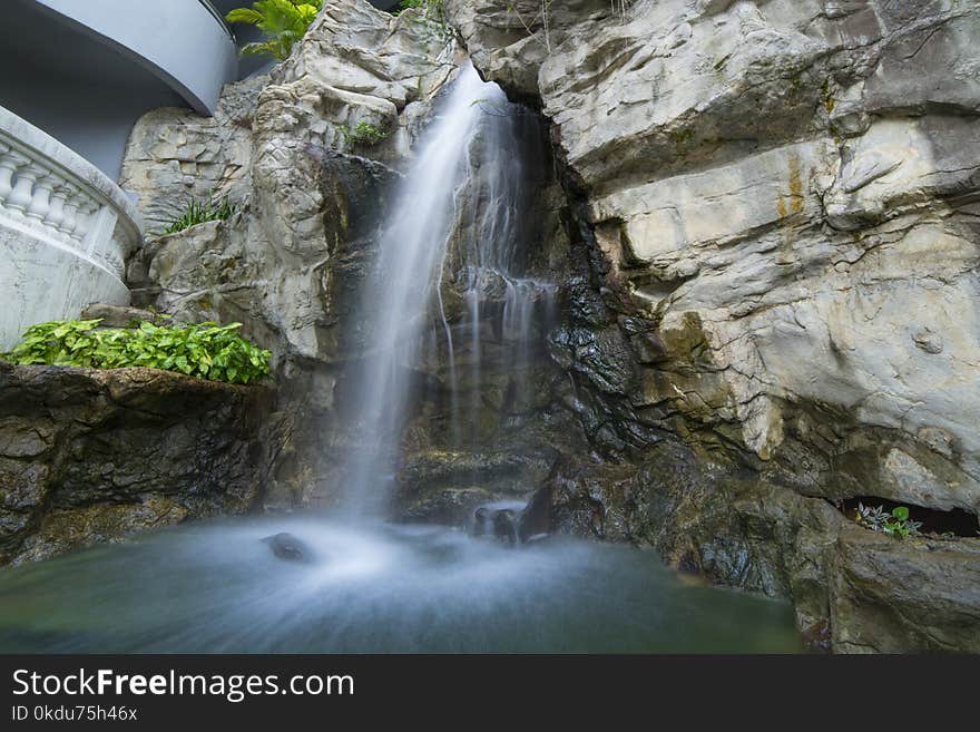 Waterfalls Near Green Grasses Photograph